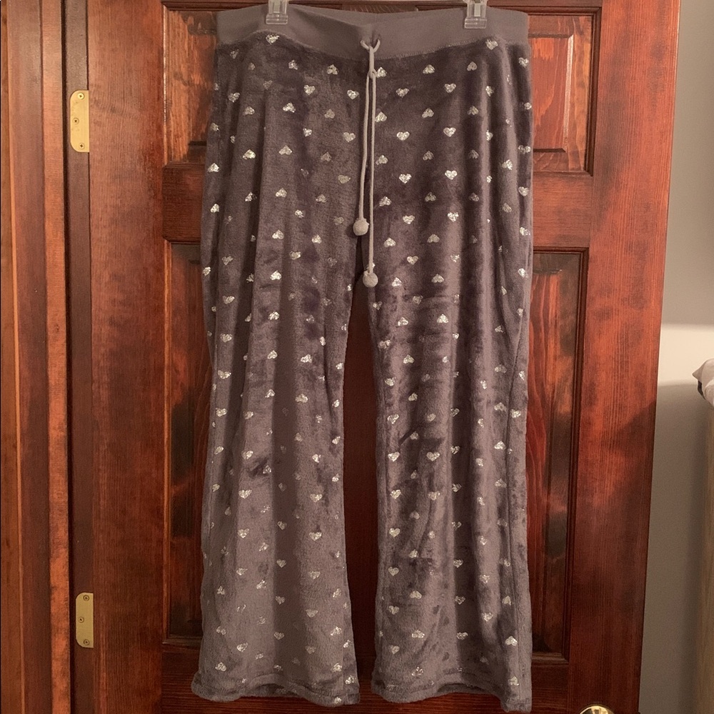 Joe Boxer Gray Pajama Pants with Silver Hearts